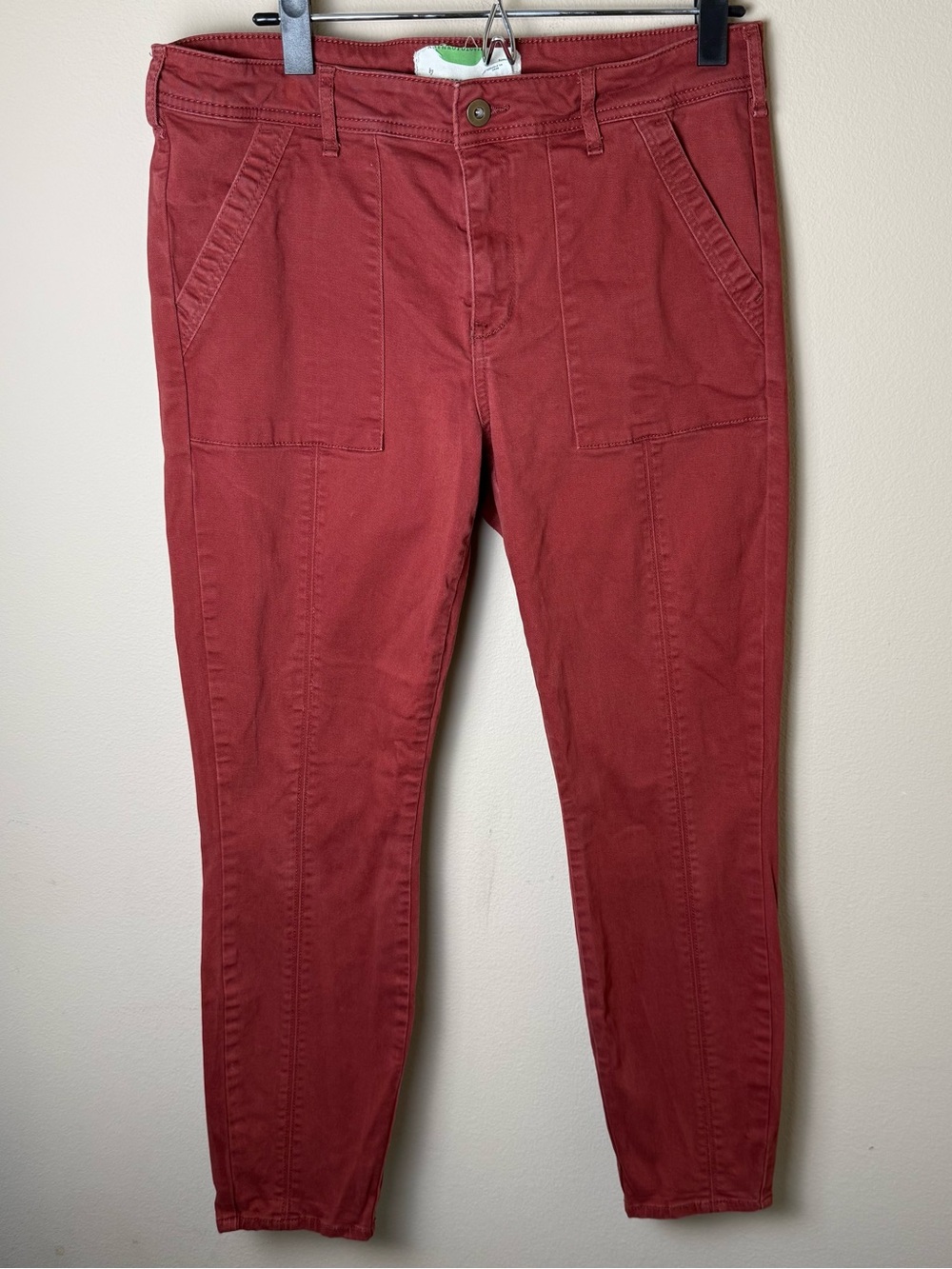 By Anthropologie Jefferson Slim Utility Chino Pants Womens 31 Brick Red Twill